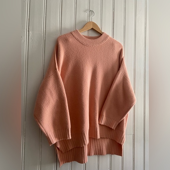 FREE PEOPLE peaches tunic sweater dusty pink oversized mock neck small - Picture 3 of 10
